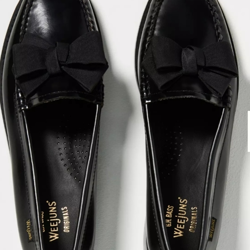 G.H. Bass & Co. Black Lillian Loafers with Bow